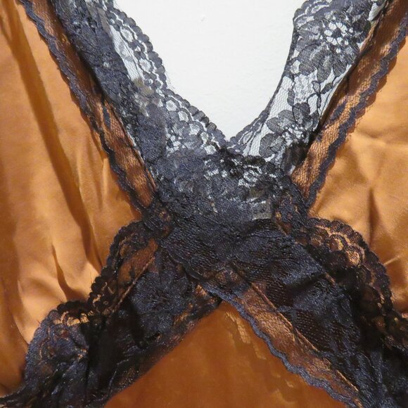 ABERCROMBIE & FITCH Satin Lace Midi Slip Dress Terracotta Y2K Friends Holidays - Picture 7 of 16